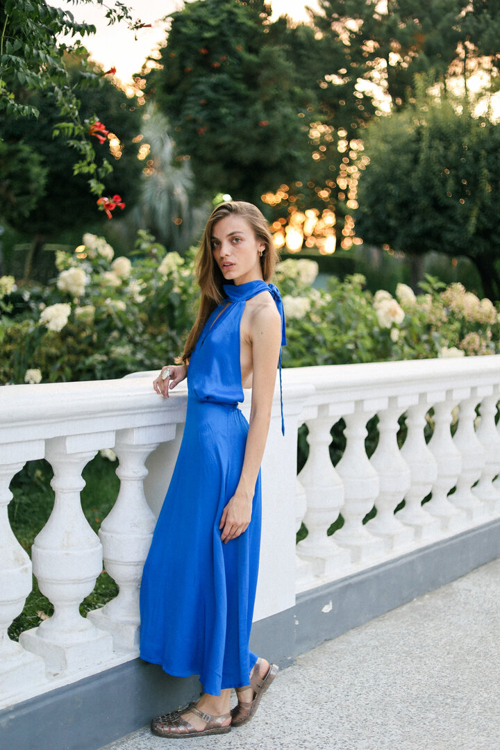 Blue Silk 3D Dress
