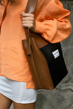 Brown eco leather bag with Black details