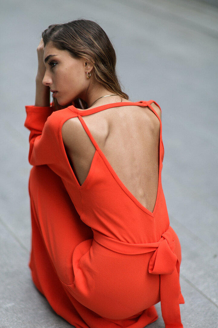 Orange Dress With Irregular Cut