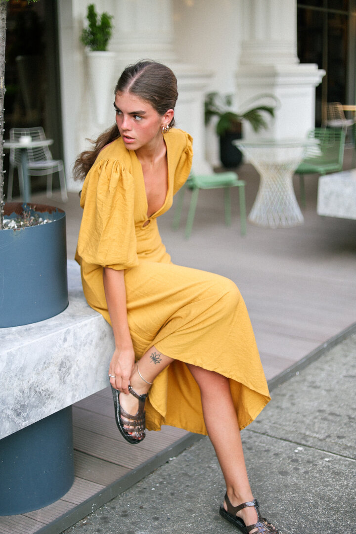 /Mustard Linen Dress