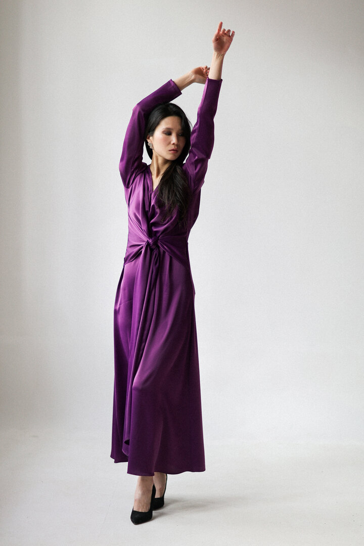 Long Violet Silk Dress