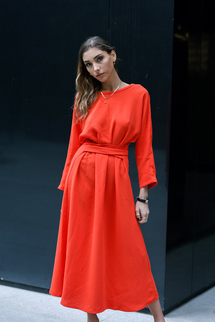 Orange Dress With Irregular Cut