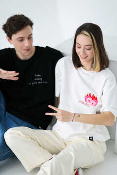 Embroidered Cotton T-shirt  (Cant Help Falling In Love)