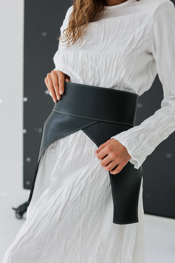 White Cutout Dress With Black Corset