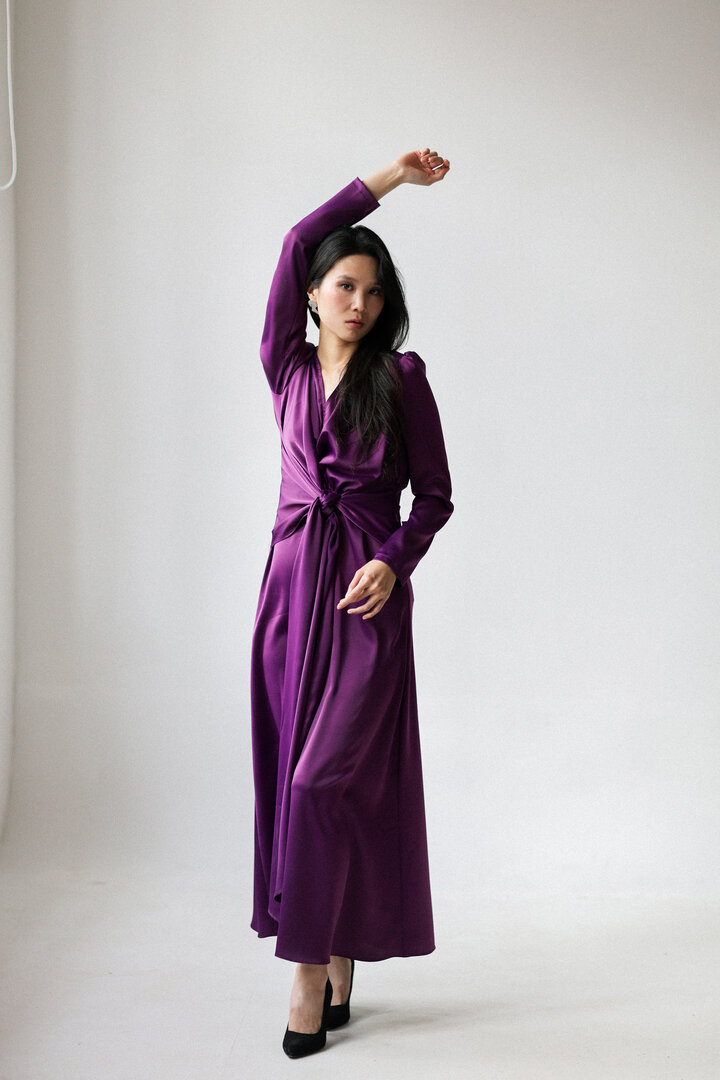 Long Violet Silk Dress