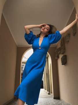 Blue Linen Dress 