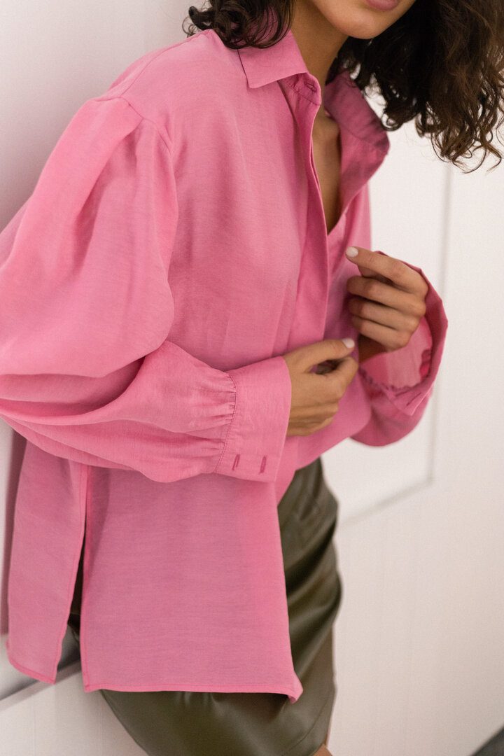 Pink Linen Silk Shirt