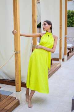Yellow Silk 3D Dress