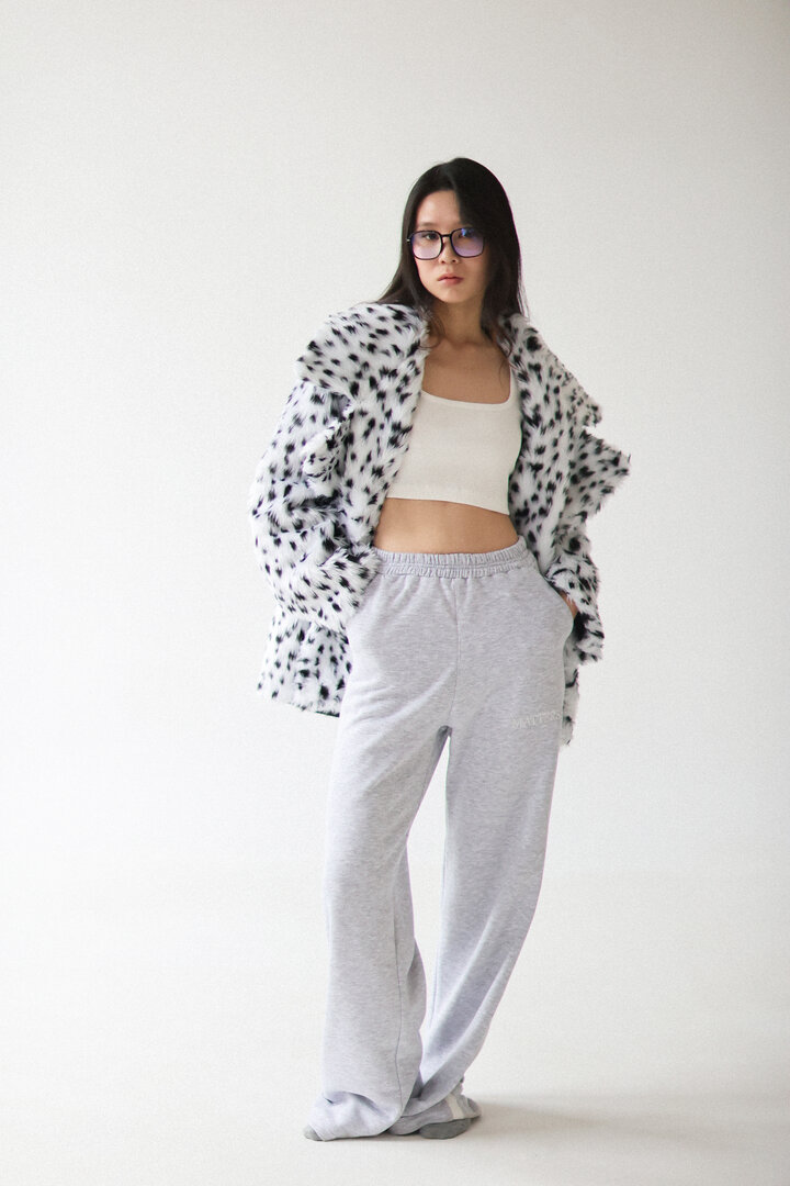 Black And White Faux-Fur Cropped Jacket