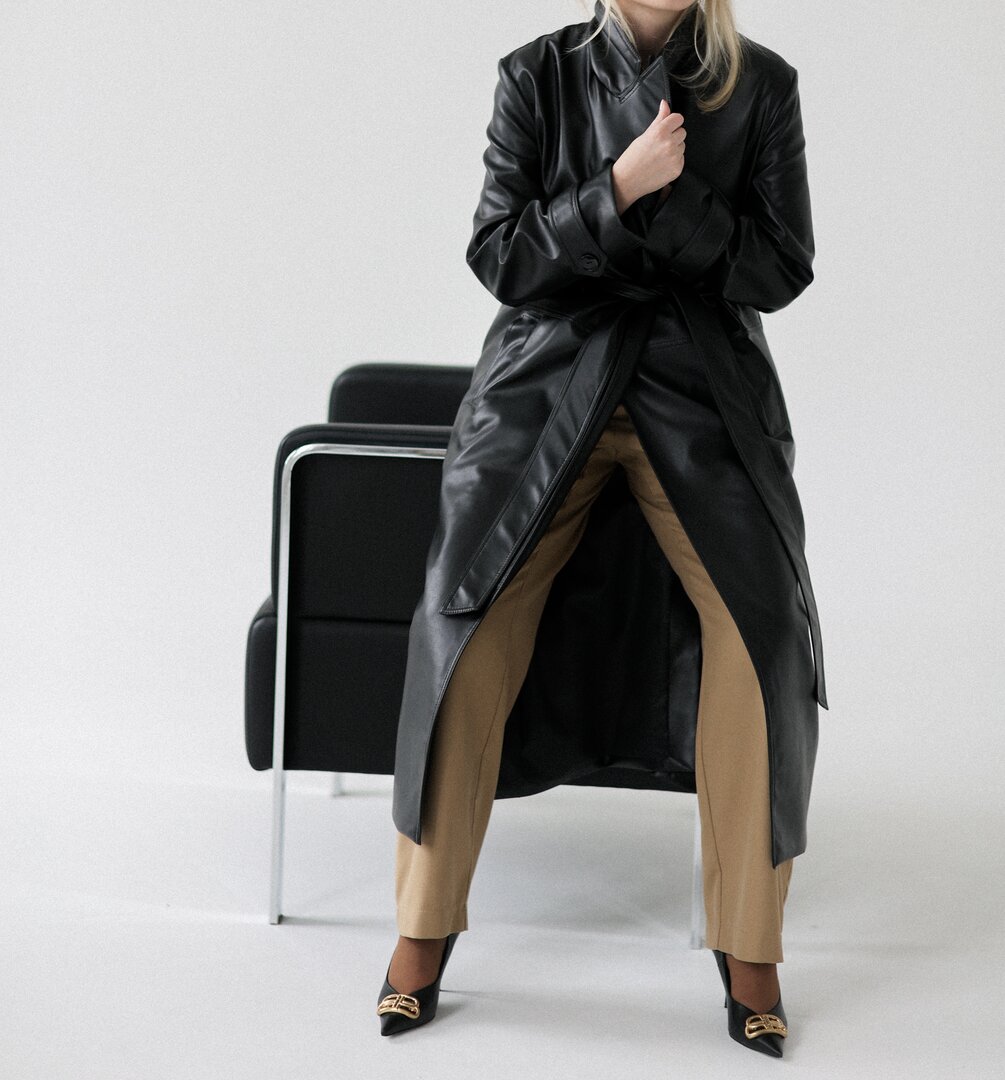 Black Eco Leather Trench