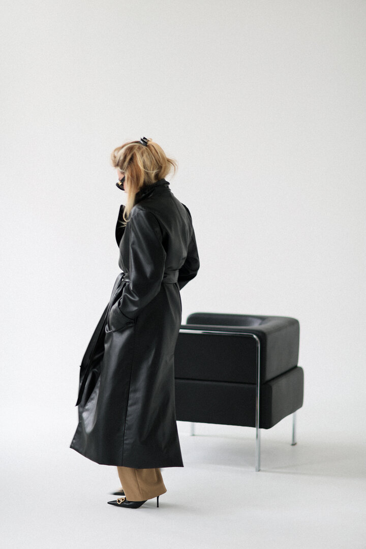 Black Eco Leather Trench