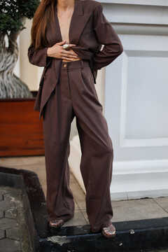ყავისფერი ტილოს შარვალი და პიჯაკი  / Brown Linen Blazer & Trousers