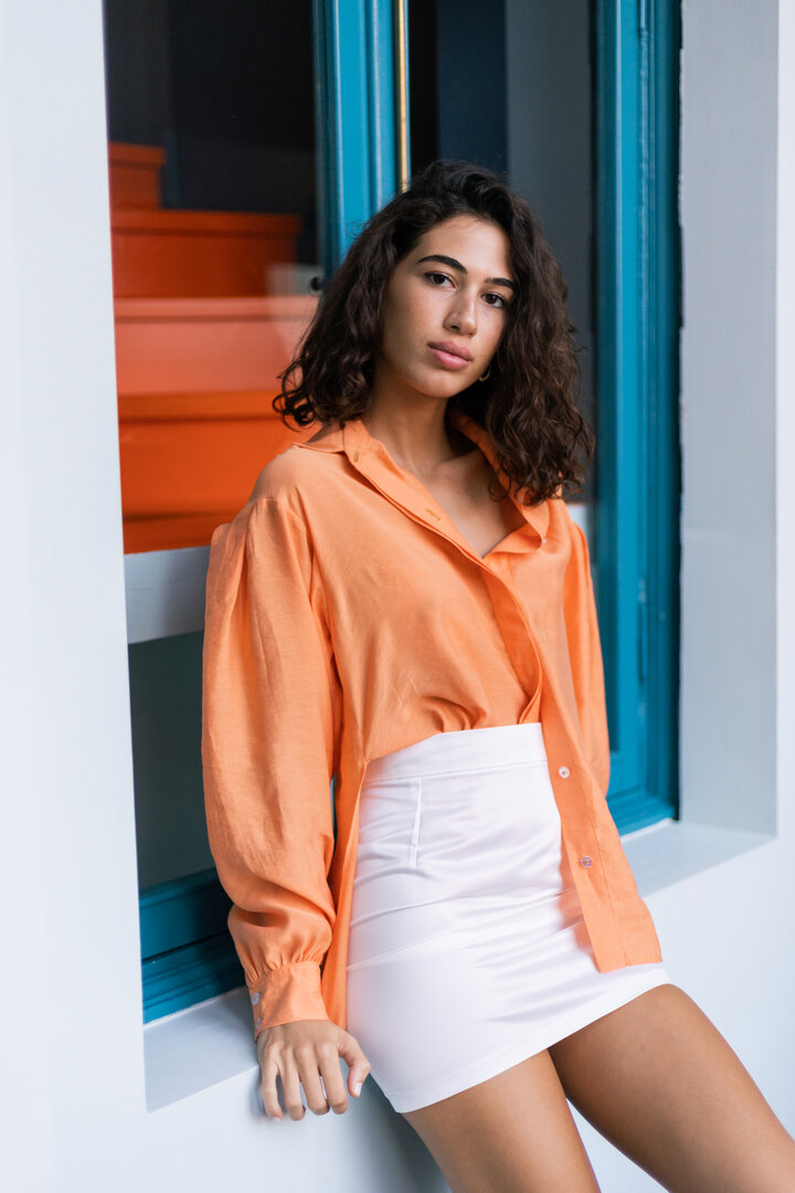 Orange Linen Silk Shirt